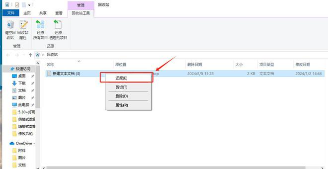 从回收站恢复步骤二