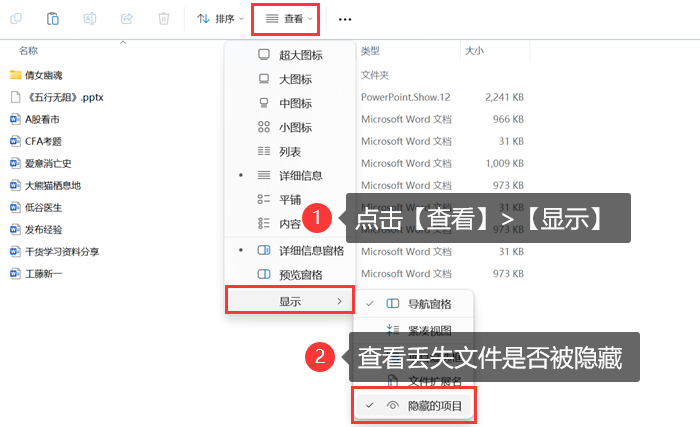 检查隐藏文件设置