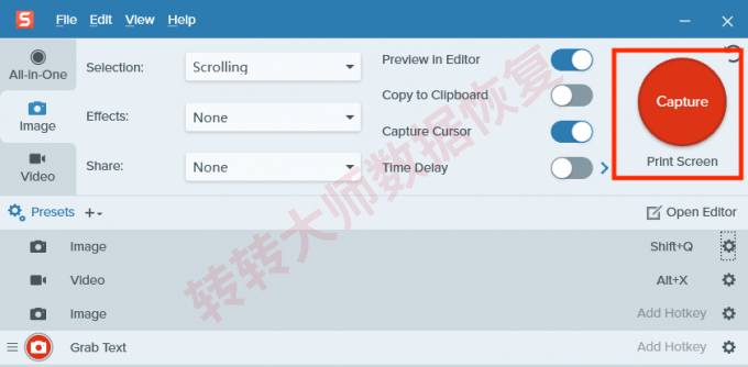 第三方截图软件(如Snagit)步骤三